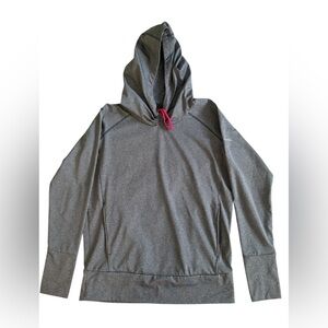 New Columbia women's pullover sweatshirt hood grey size M thumbholes long sleeve